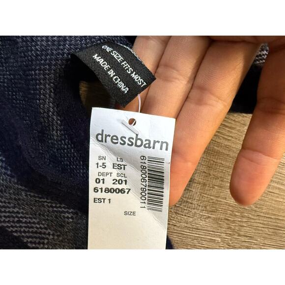 Dressbarn Poncho Scarf Wrap Blue Grey Plaid-One Size Fits Most - Picture 4 of 4